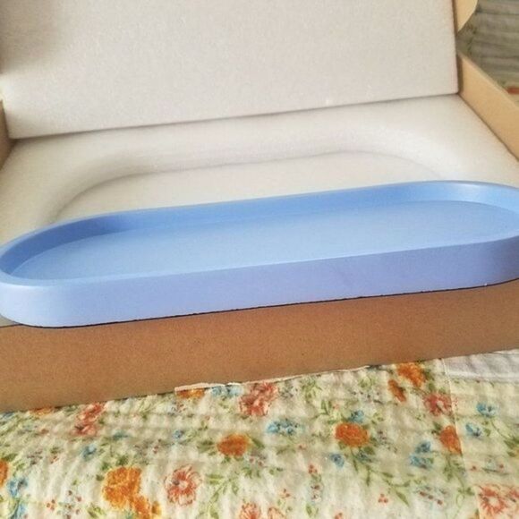 Blue Tray Concrete Decorative Makeup Organizer freelove - Picture 3 of 8